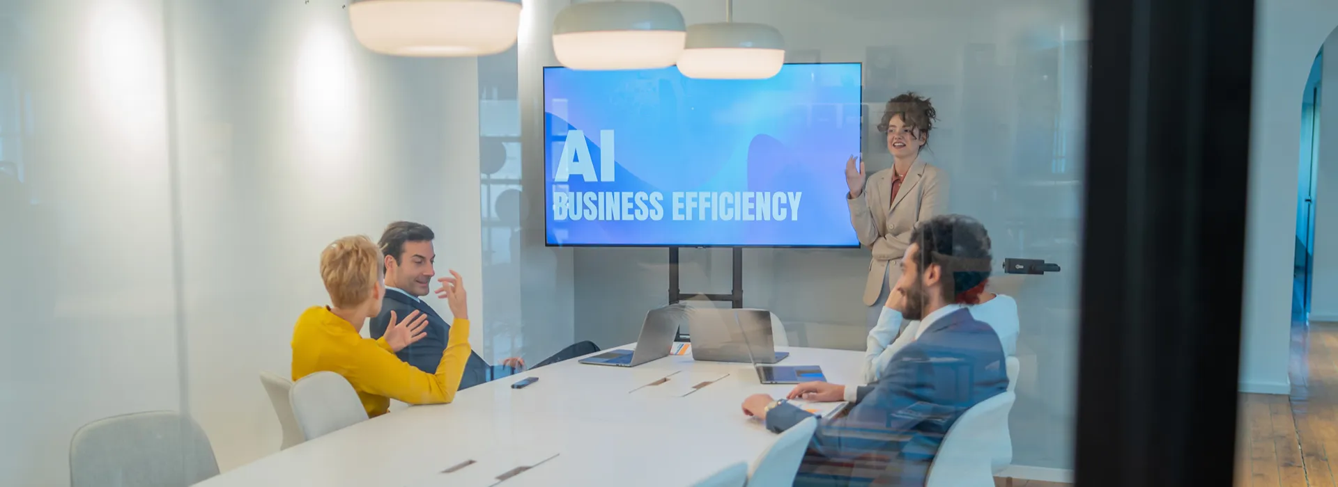Business meeting about AI